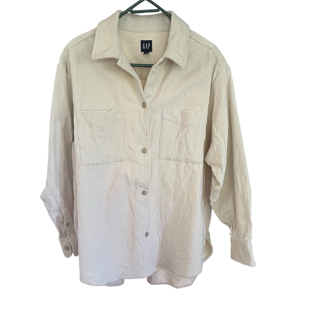 GAP Oversize Cream Button-Up Corduroy Shirt